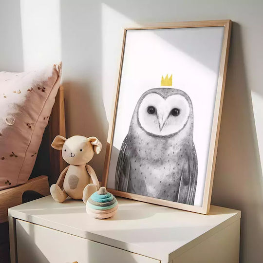 Παιδικό Κάδρο Queen Owl με Λευκή Κορνίζα από Πλαστικό 21x30εκ.