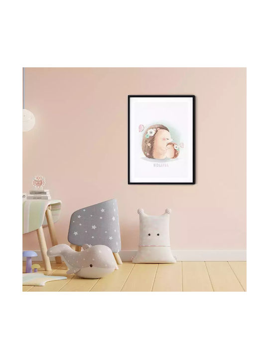 Kids Framed Plastic Wall Painting Hedgehog 21x30cm