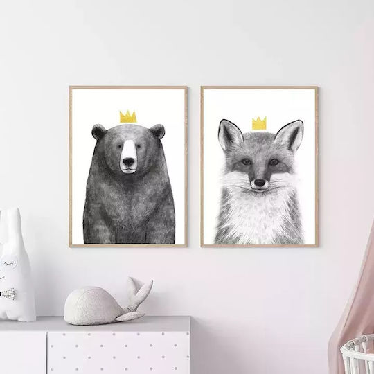 Παιδικό Κάδρο Queen Bear με Λευκή Κορνίζα από Πλαστικό 21x30εκ.
