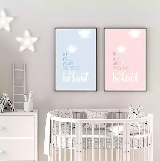 Kids Framed Plastic Wall Painting Be Kind Blue 21x30cm