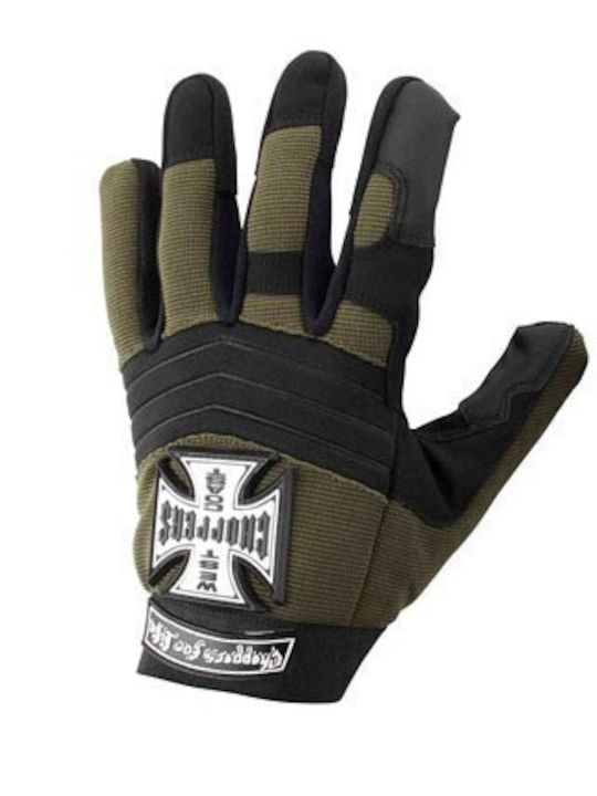 West Coast Choppers Pay Up Suckers Men's Motorcycle Gloves Olive / Black