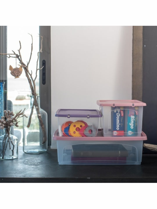 Viomes Plastic Storage Box with Wheels and Lid Blue 39x30x28cm 1pcs