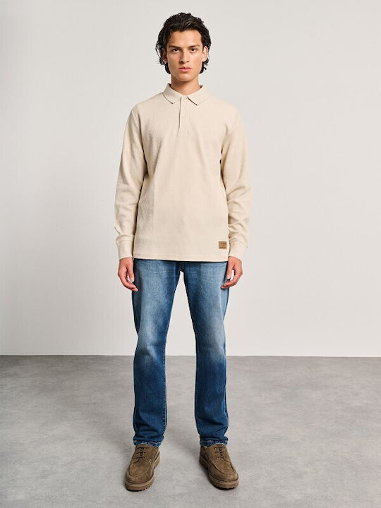 Cedric Polo Long Sleeve Blouse Taupe