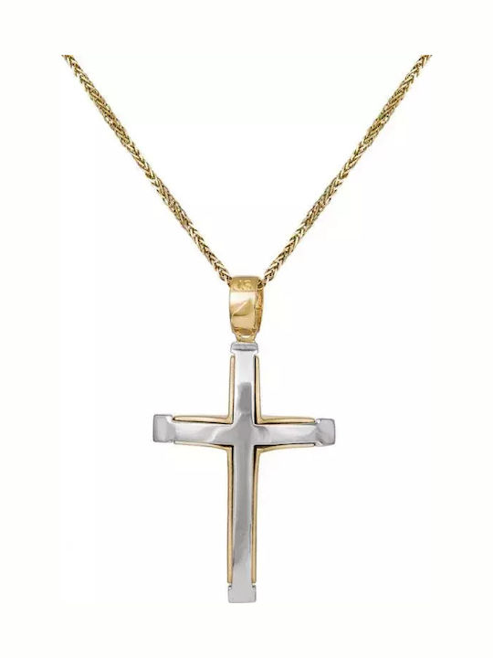 Men's Gold Cross 14K Double Sided with the Crucified with Chain