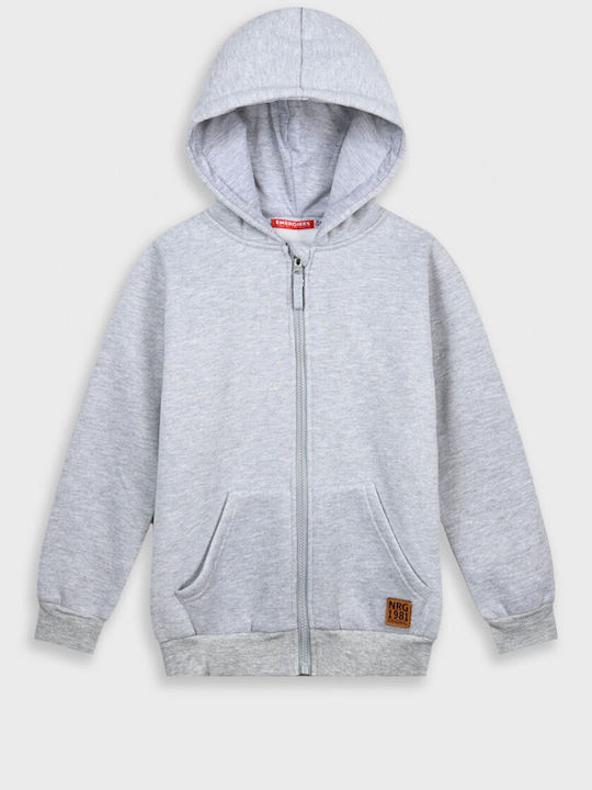 Kids Sweatshirt Cardigan With Hood And Pockets Grey