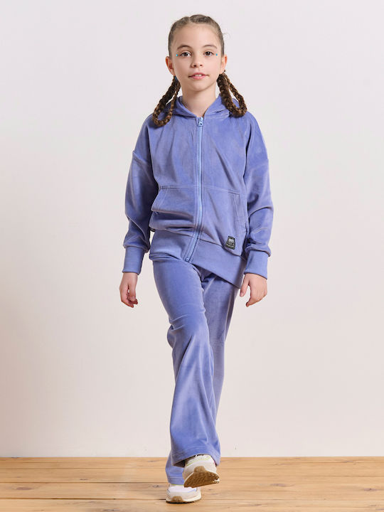 Athletic Kids Cardigan with Hood Blue