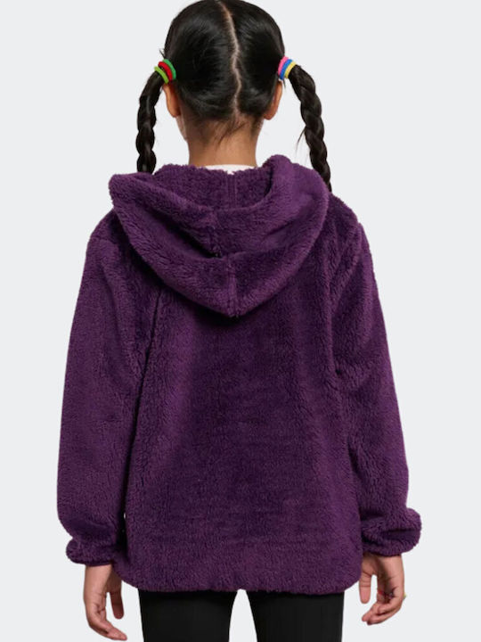 Athletic Kids Cardigan Fleece with Hood Purple