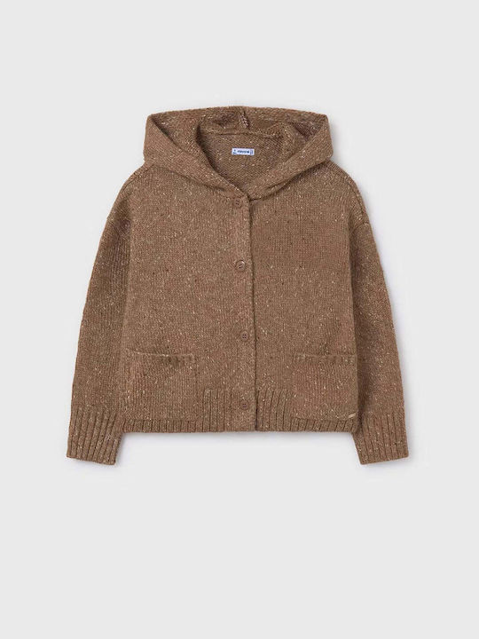 Kinderstrickjacke Gestrickt mit Kapuze Zimt