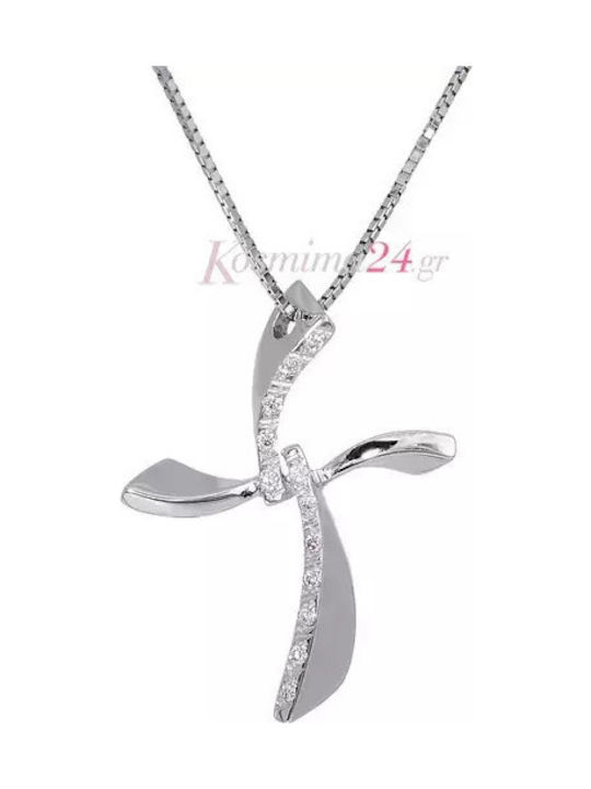 White Gold Cross 18K