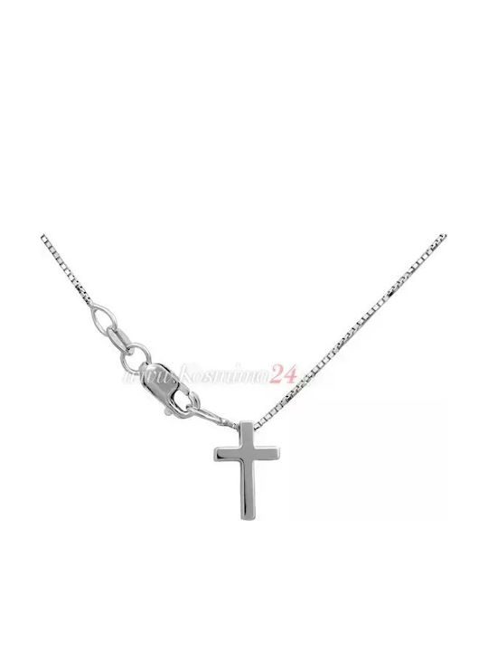 Women's White Gold Cross 18K with Chain