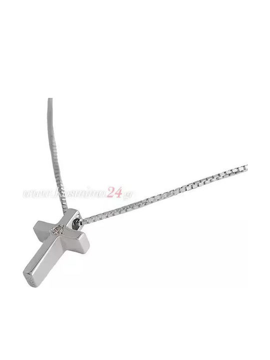 Women's White Gold Cross 18K with Chain