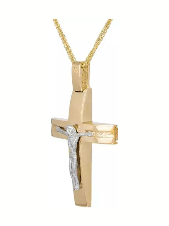 Men's Gold Cross 14K with the Crucified with Chain