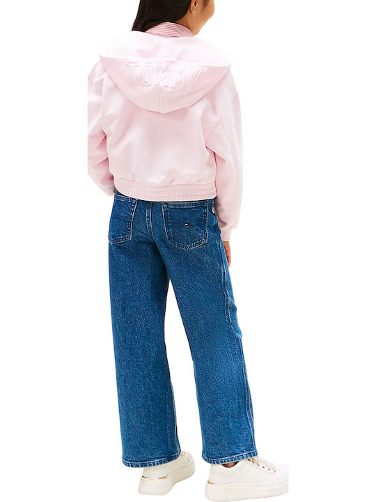 Kids Cardigan Cotton with Hood Pink