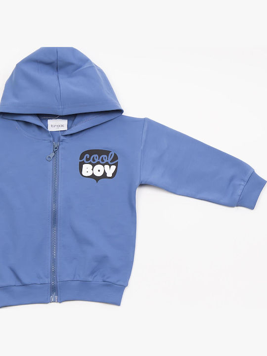 Kinderstrickjacke mit Kapuze Blau