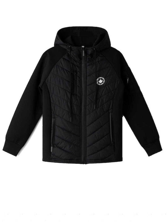 Kids Cardigan Cotton with Hood Black