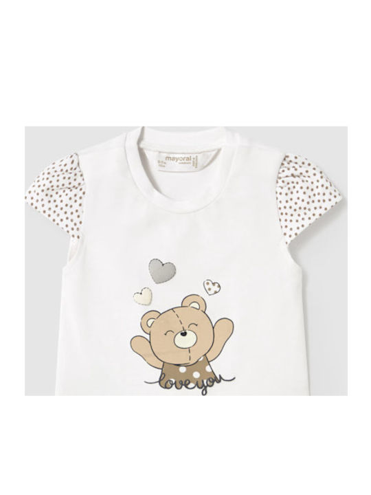 Kinderhemd Kurzarm Weiß-beige