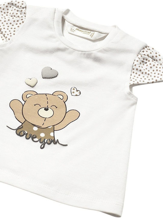 Kinderhemd Kurzarm Weiß-beige