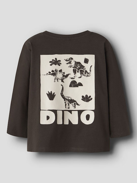 Kids' Shirt Long Sleeve Brown Dino