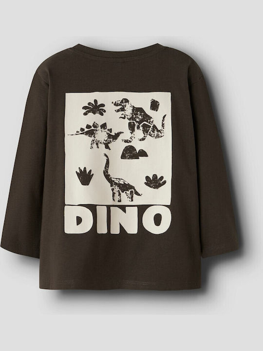 Kids' Shirt Long Sleeve Brown Dino