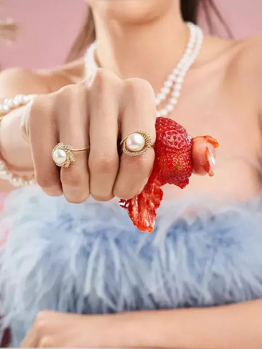 Дамски Пръстен с Перли и Циркони от Злато 14K