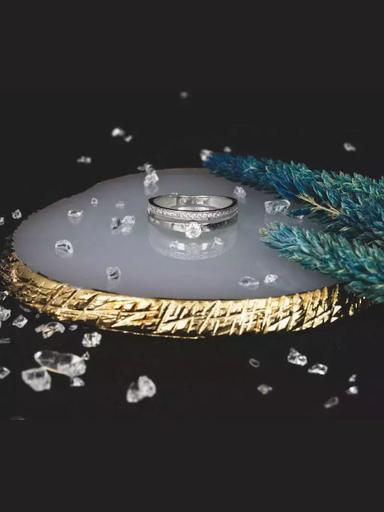 Дамски Пръстен Цялостен от Бяло злато 14K