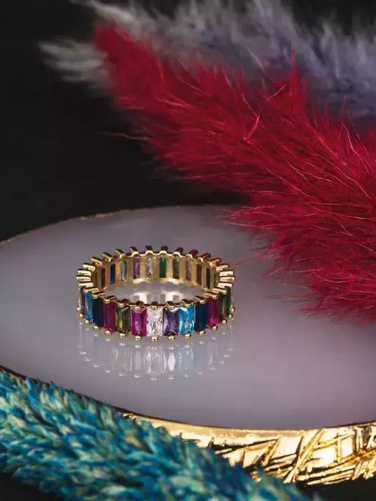 Damen Ring Vollring mit Zirkonia aus Gold 14K