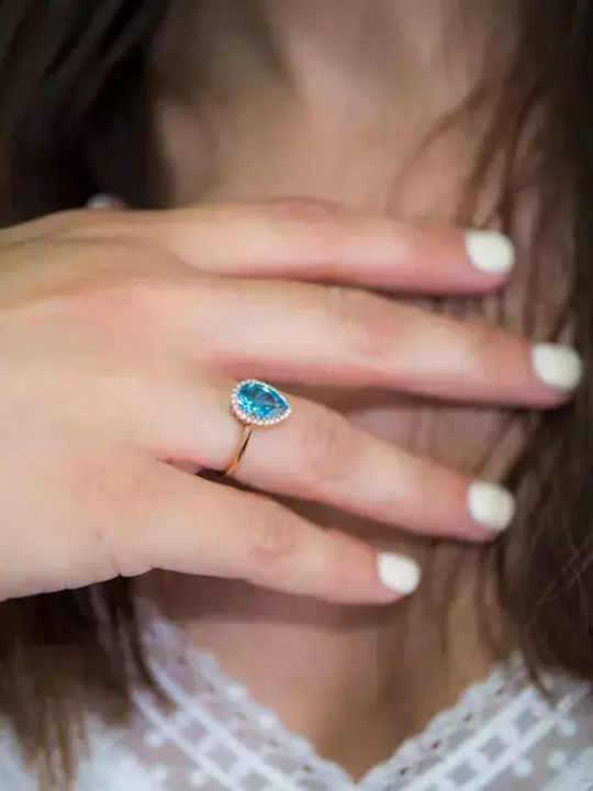 Дамски Пръстен с Диамант от Розово злато 18K