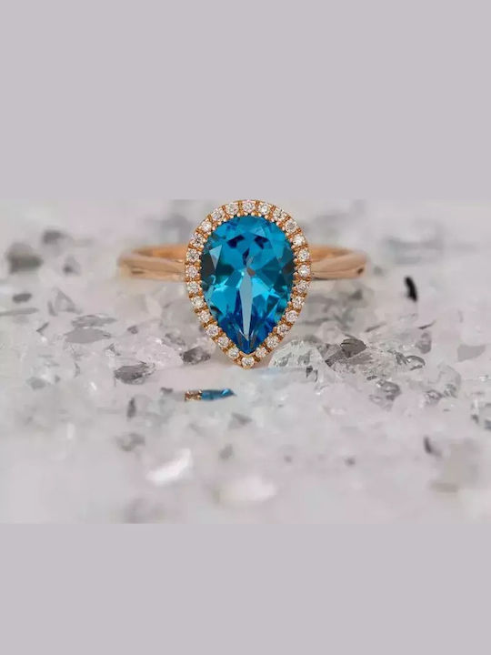 Дамски Пръстен с Диамант от Розово злато 18K