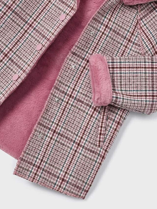 Kinder Mantel Kurz Beidseitig mit Kapuze Rosa