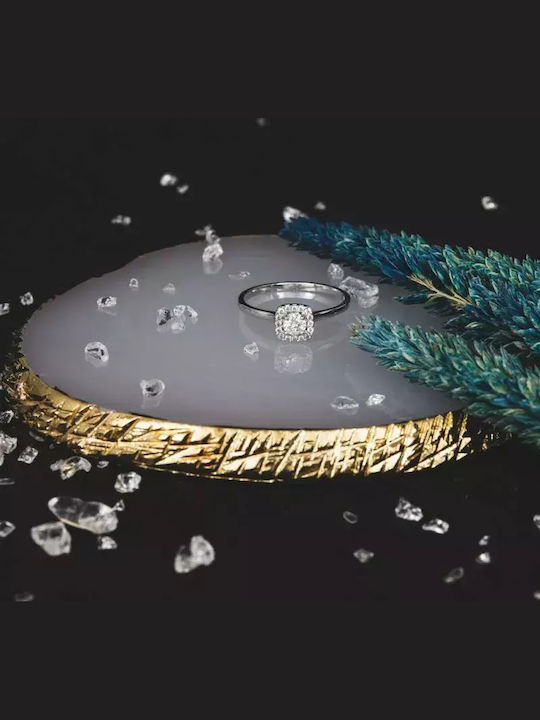 Ring with Zircon made of White gold 14K