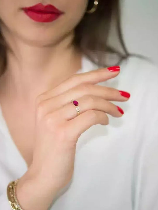 Femeie Inel cu Pietre din Aur 14K