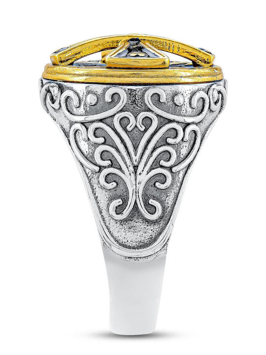 Dimitrios Exclusive Ring with Stones & Enamel made of Silver Gold Plated