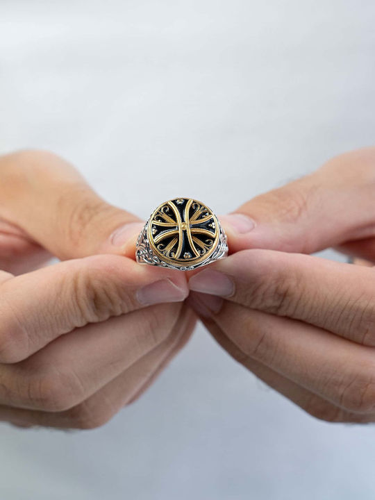 Dimitrios Exclusive Ring with Stones & Enamel made of Silver Gold Plated