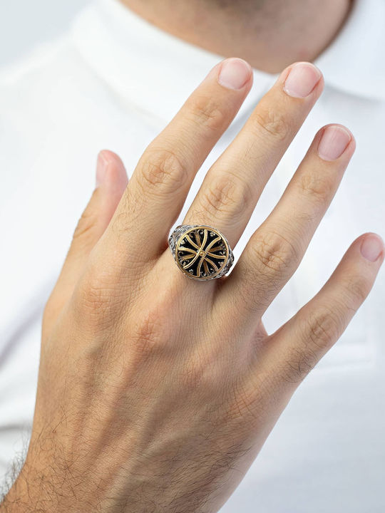 Dimitrios Exclusive Ring with Stones & Enamel made of Silver Gold Plated