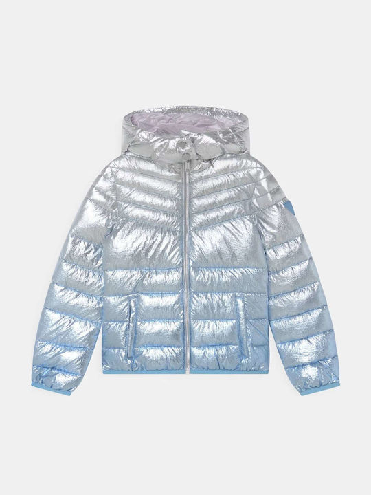 Kids' Quilted Jacket Short with Hood Silver