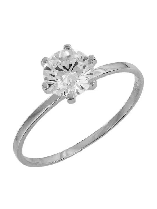 Единичен Камък от Бяло Злато 14K