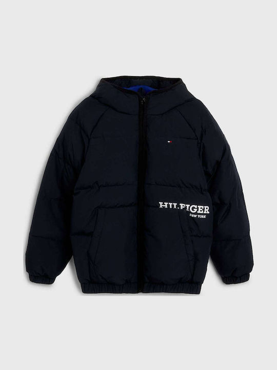 Kids' Quilted Jacket Short with Hood Black