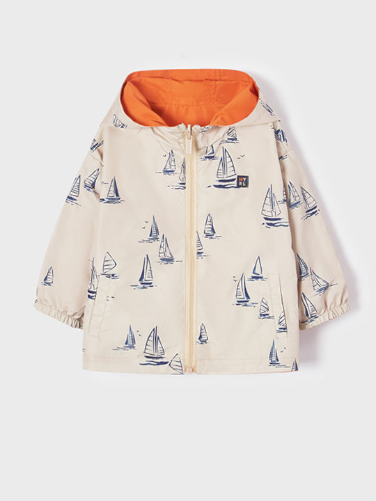 Kids' Sports Jacket Short Windproof with Hood Orange