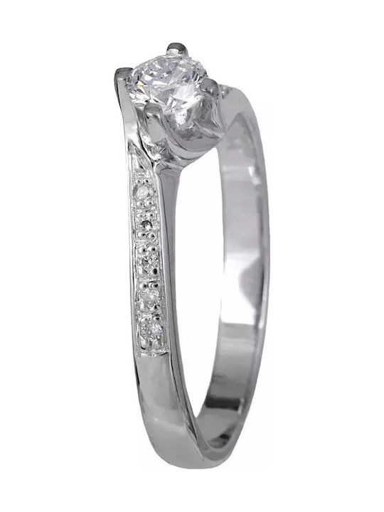 Single Stone Ring in 18K White Gold with Diamond