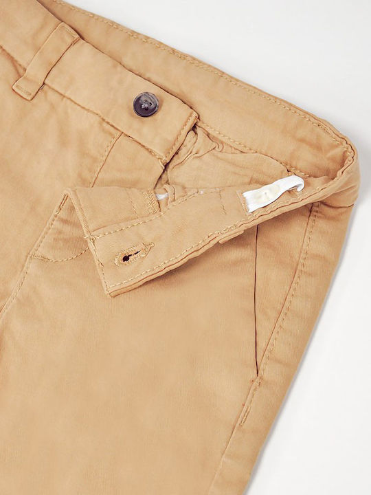Kids' Chino Fabric Pants Brown Basic