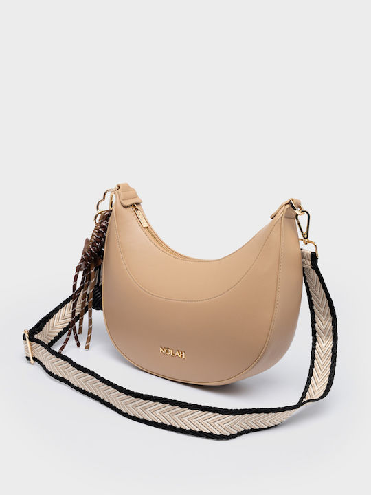 Fabela Beige Light Γυναικεία Τσάντα Ώμου Χρυσή