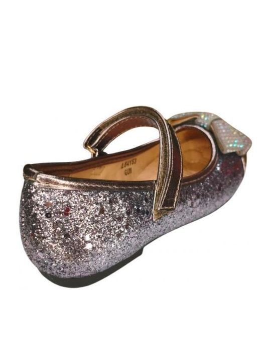 Kids Ballerinas with Hoop & Loop Closure Gray