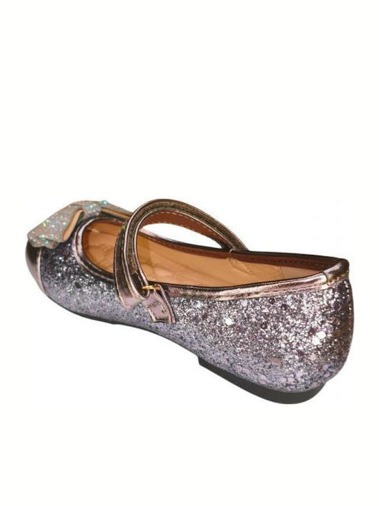 Kids Ballerinas with Hoop & Loop Closure Gray
