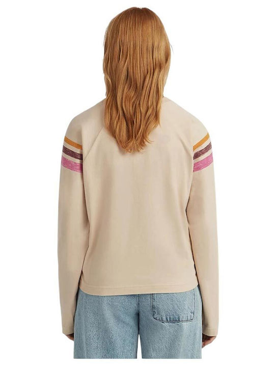 Damen Langärmelige Beige Bluse