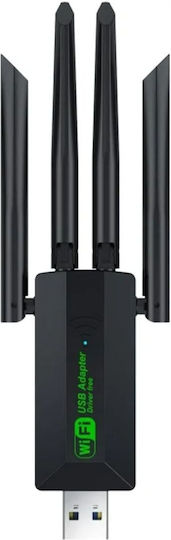Wifi USB Адаптер Dual Band 2.4G+5GHz Wi-fi Dongle 4 Антени 802.11ac USB 3.0 Високоскоростен 1200Mbps Приемник Безжична Карта За PC Laptop