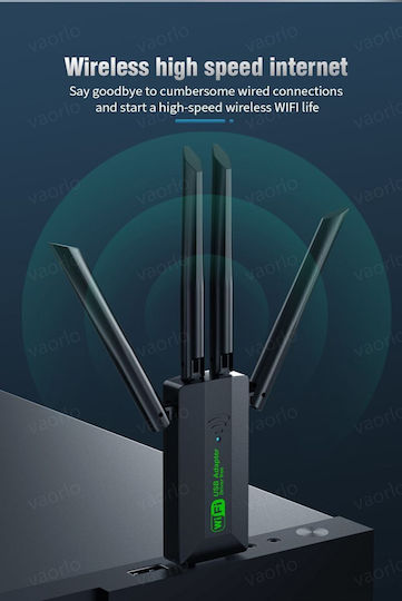 Wifi USB Адаптер Dual Band 2.4G+5GHz Wi-fi Dongle 4 Антени 802.11ac USB 3.0 Високоскоростен 1200Mbps Приемник Безжична Карта За PC Laptop