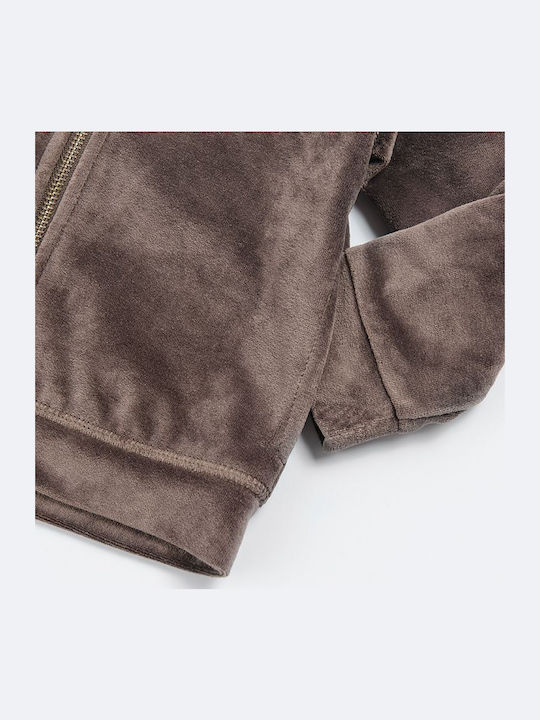 Cardigan pentru copii cu Glugă Maro