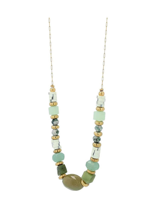 Akzent Necklace from Gold Plated Steel Turquoise