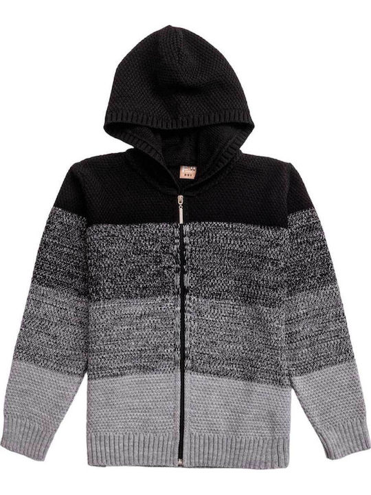 Kinderstrickjacke Gestrickt mit Kapuze Schwarz