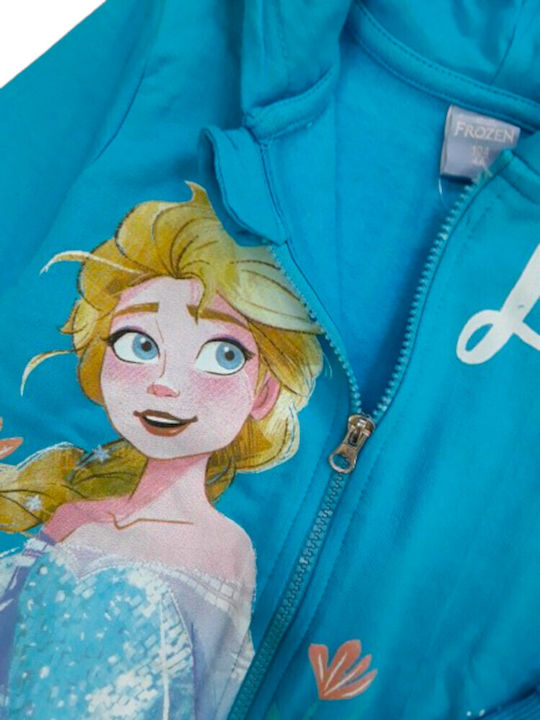 Παιδική Ζακέτα Φούτερ με Κουκούλα Τιρκουάζ Frozen